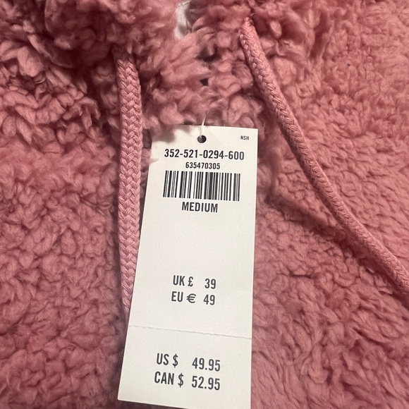 NWT Hollister Sherpa Hoodie; Med. Pink - Picture 3 of 3